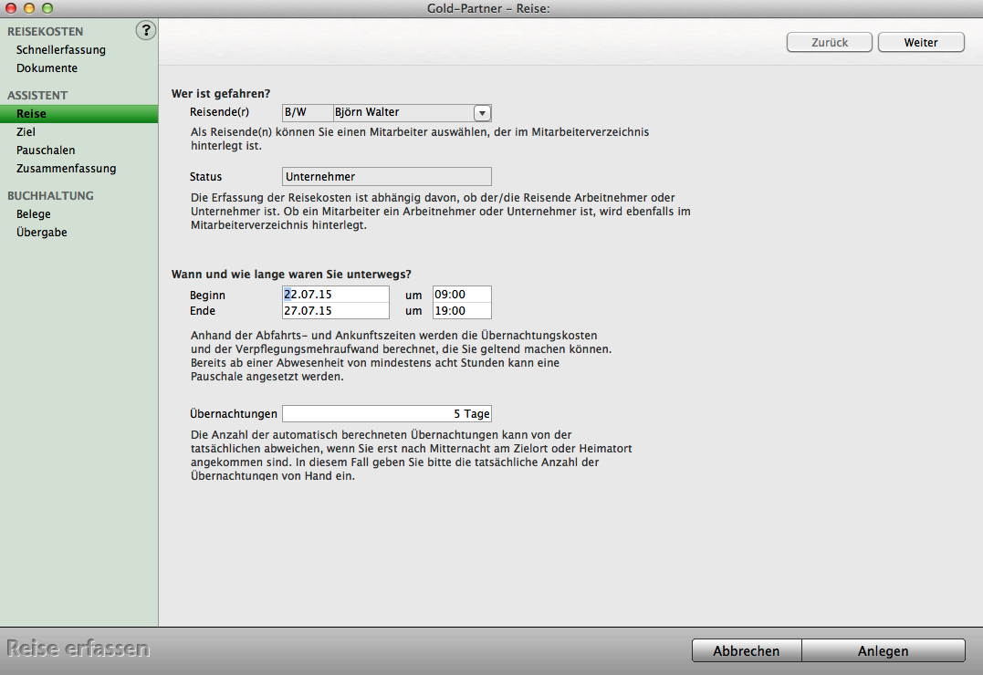 Mac Tool Reisekostenabrechnung