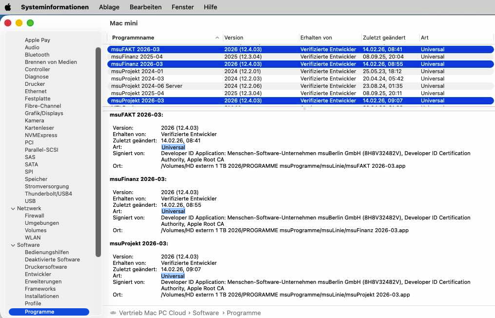macOS Systeminformation Universal App finden