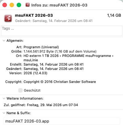 Universal App msuFAKT! Information anzeigen